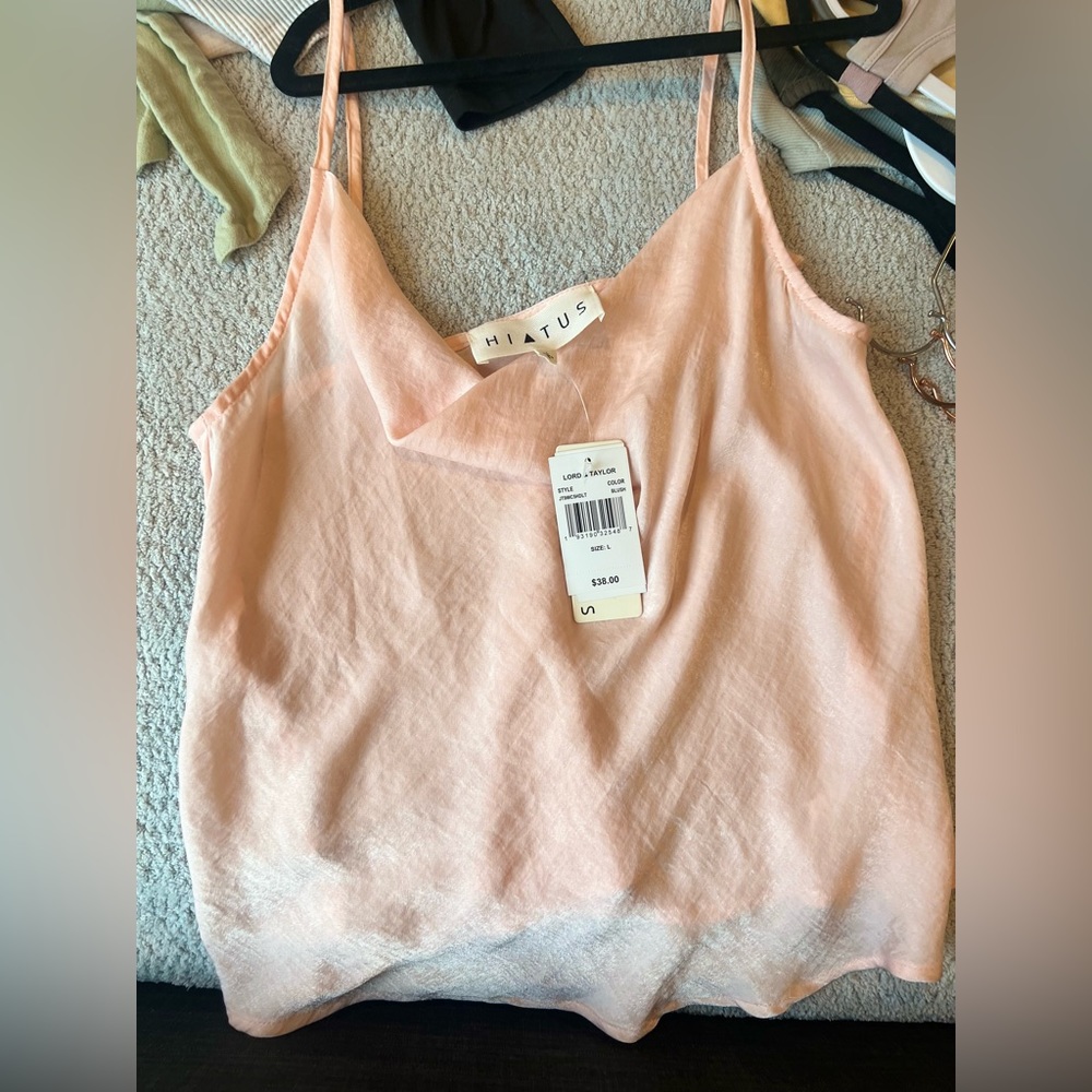 Light pink silk cowl neck tank top- lord and Taylor